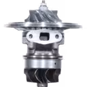 447450-0197 TO4E turbo core front view with polished compressor wheel