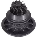 Underside view of 4LF555 core showing turbine wheel and cast housing