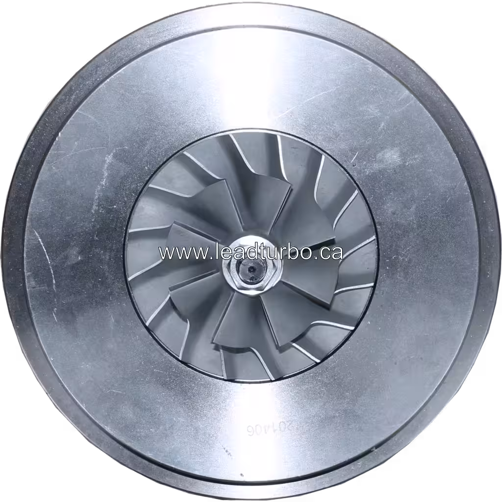 Front view of 1W1053 4LF555 turbo core showing compressor wheel