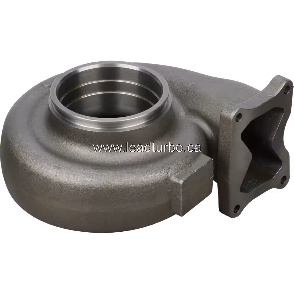Turbine housing for Cummins QSV91 with rectangular mounting flange and four bolt holes
