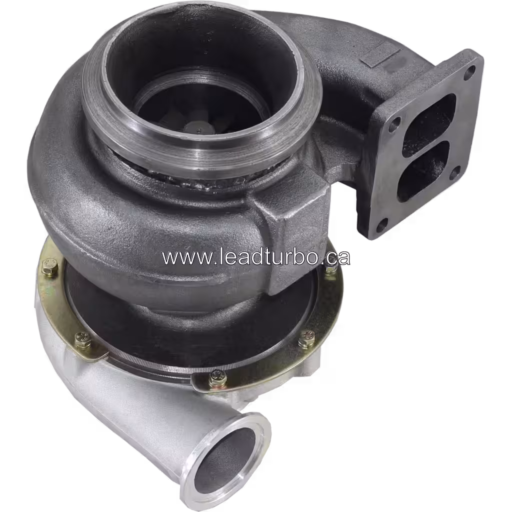 3803939 turbocharger bottom view with two-port exhaust flange