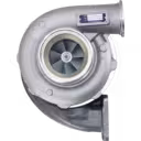 3803939 HX50 turbocharger front view with silver compressor housing