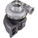Cummins M11-290 turbocharger top view showing dark grey turbine housing