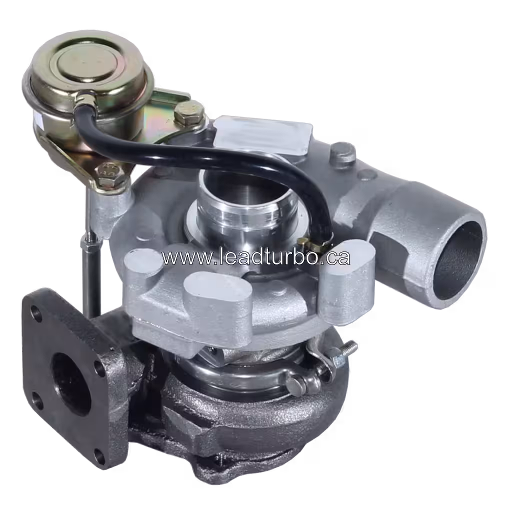 Vue de dessus du turbocompresseur TF035 avec coque de turbine et compresseur