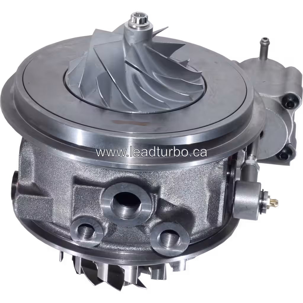 HY55V core side view with actuator assembly and compressor wheel