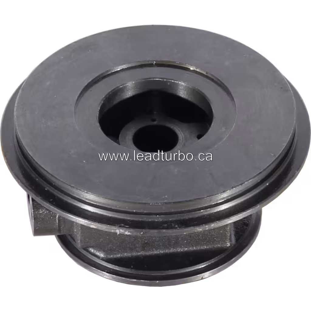 Cast metal T1238 bearing housing top view with machined flange