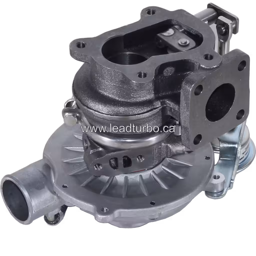 8971397243 RHF4H- turbocharger bottom view with square exhaust flange