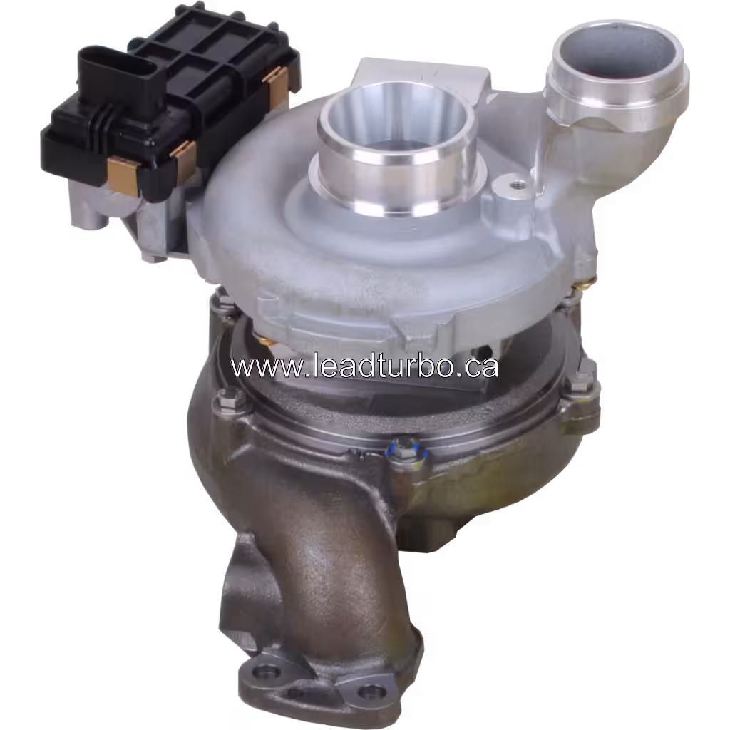 Top view of GTB2056VK turbocharger showing electronic actuator and compressor