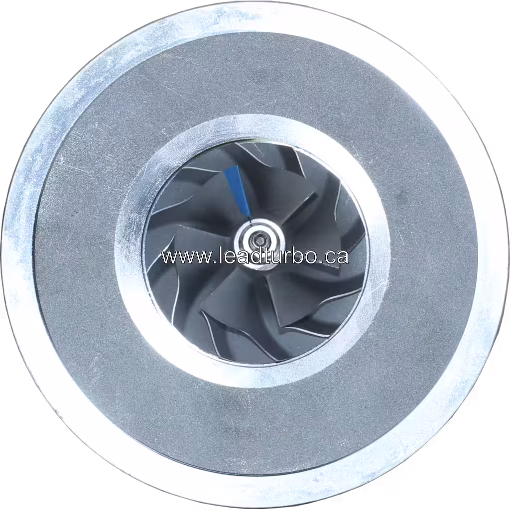 Front view of 434766-0006 GT2056V turbocharger core showing silver compressor housing
