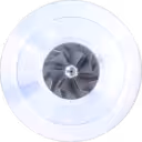 Front view of 700267-0001 GT3576 turbocharger core with silver compressor wheel