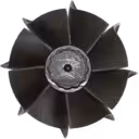 RHF4H- turbocharger turbine wheel top view showing threaded shaft end