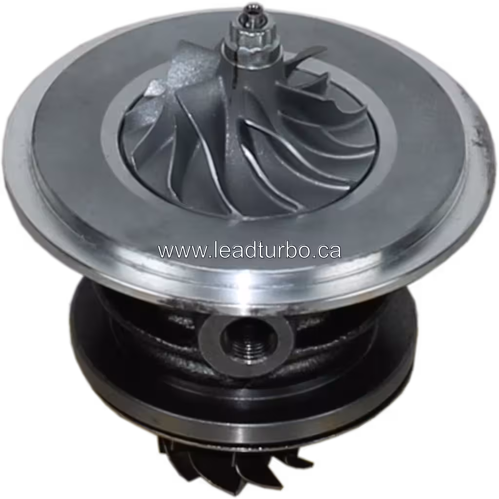 Core J96 708867-0001, vue de 45 degrés montrant la roue compresseur et turbine