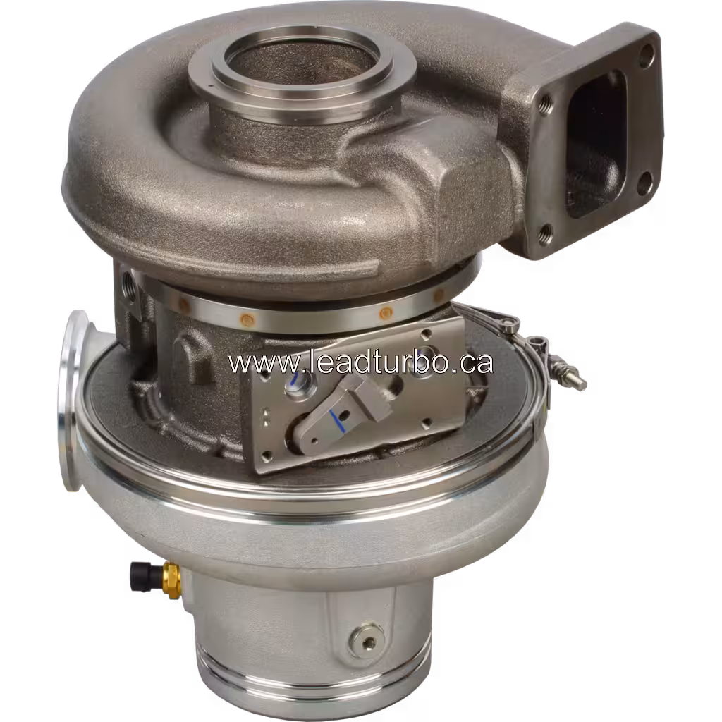 Turbocompresseur 3774626 HE500VG vue de bas avec actionneur de géométrie variable