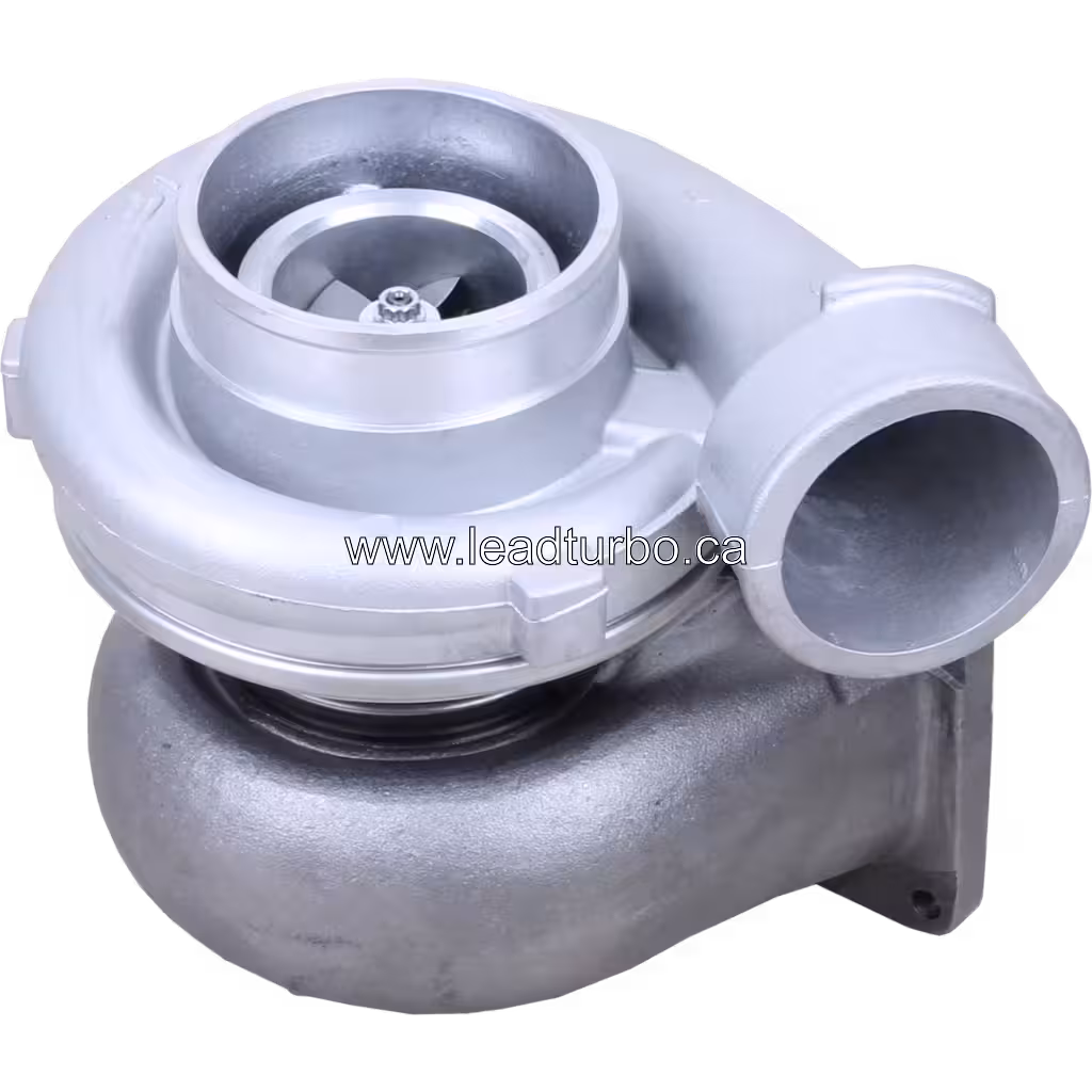 Vue de dessus du turbocompresseur 710224-5 montrant les colliers V-band et le roue turbine