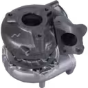 Bottom view of 14411EB300 turbocharger showing turbine housing and mounting details