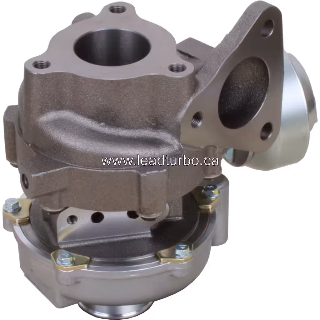 1515A222 turbocharger rear view showing turbine inlet flange and mounting details