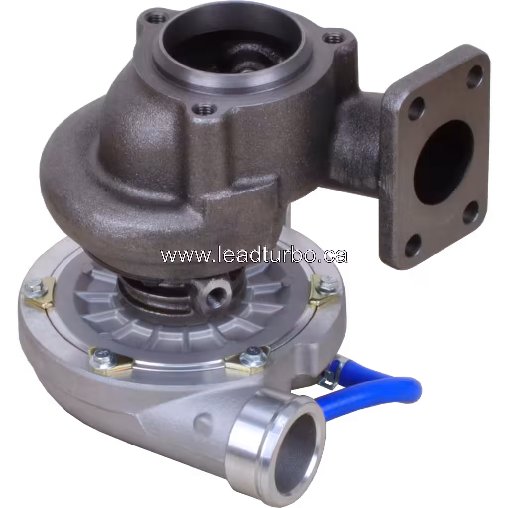 711736-0010 turbocharger bottom view with square exhaust flange