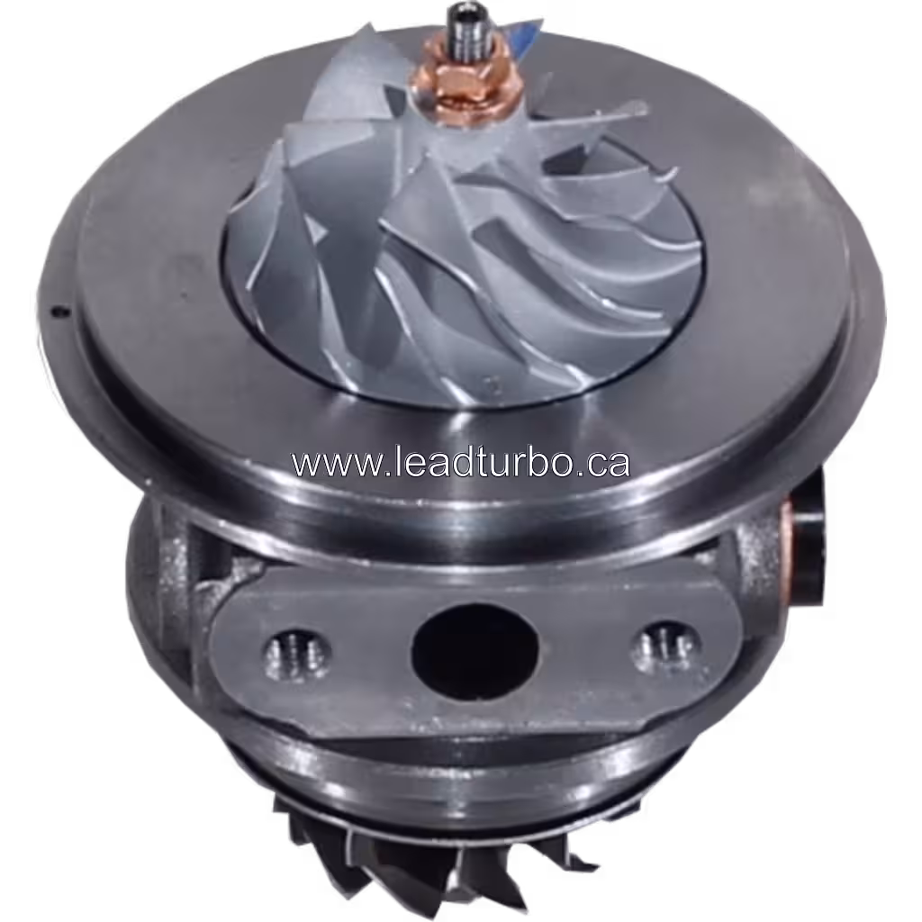 Vue du dessus du core turbo Mitsubishi 4D56 montrant l'habillage central usiné