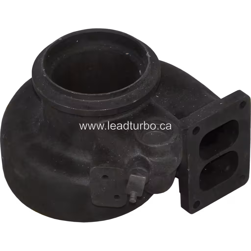Turbine housing flange and exhaust inlet view