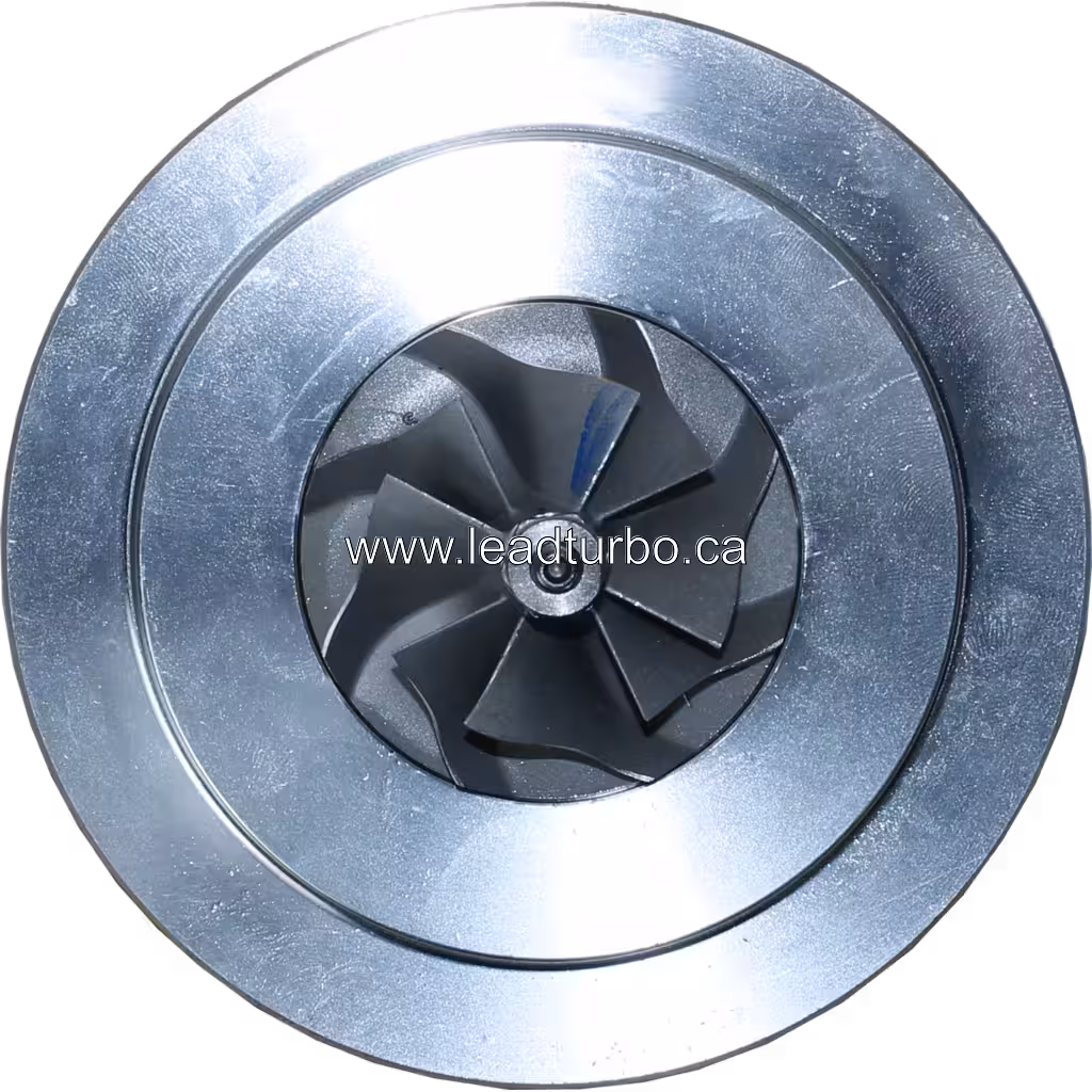 Close-up of turbocharger core housing and center assembly