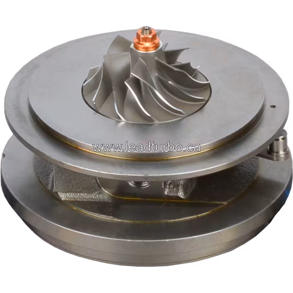 Vue de dessus du core turbo 49477-01214 montrant la roue compresseur et le flange