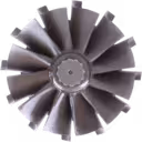 Vue de dessus de la roue de turbine J96 montrant l'arrangement radial des aubes