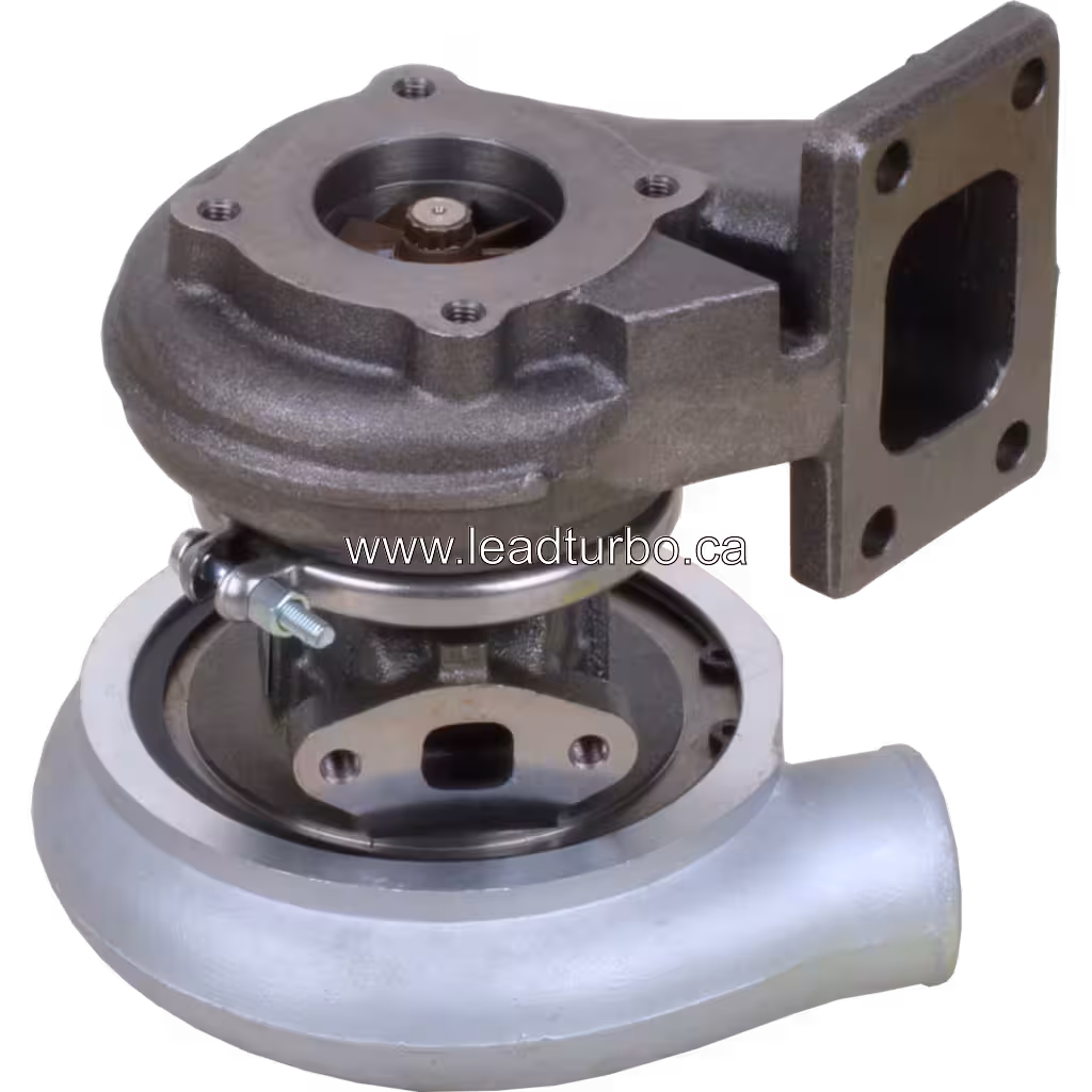 Bottom view of 2674A152 S2A turbocharger assembly with visible mounting flanges and shaft