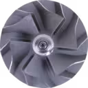 Vue de dessus à 45 degrés du rotor de turbocompresseur J96
