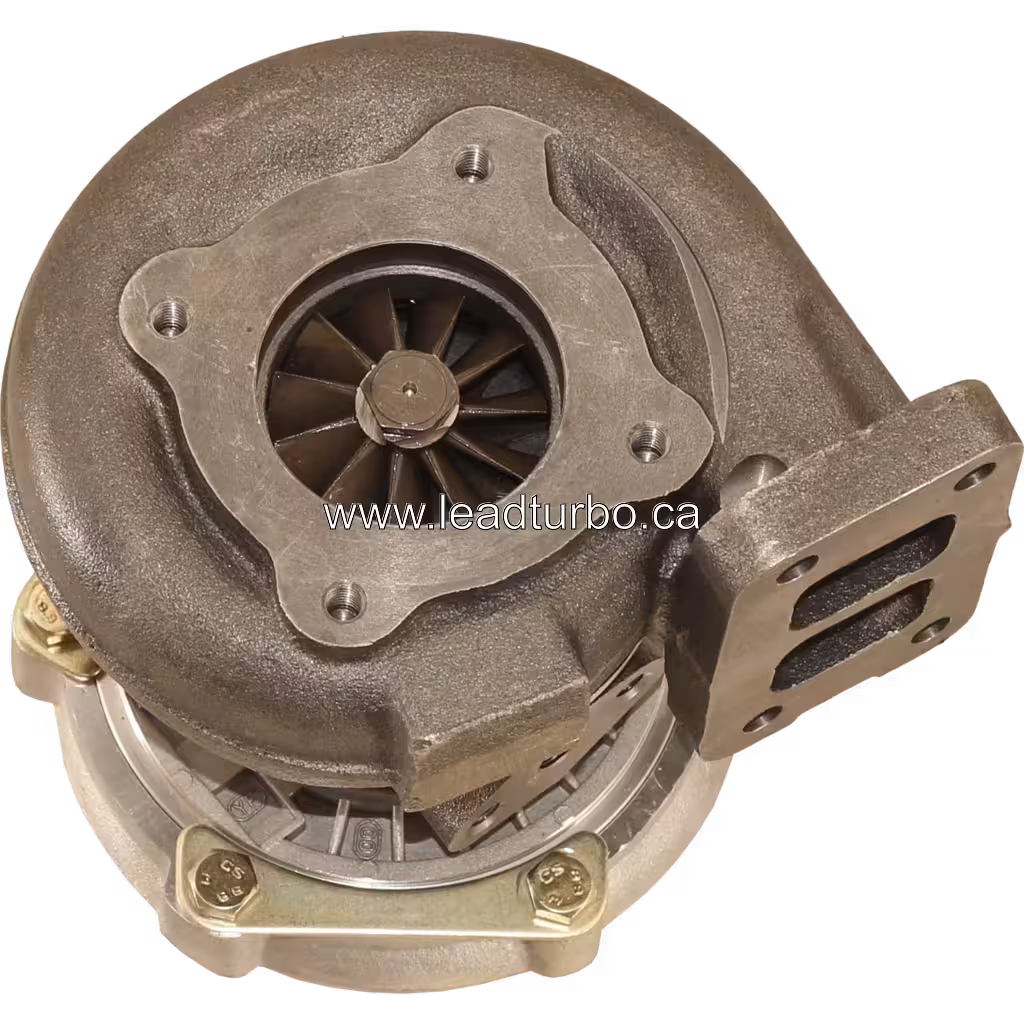 364 096 2799 turbocharger bottom view with visible turbine and compressor wheels