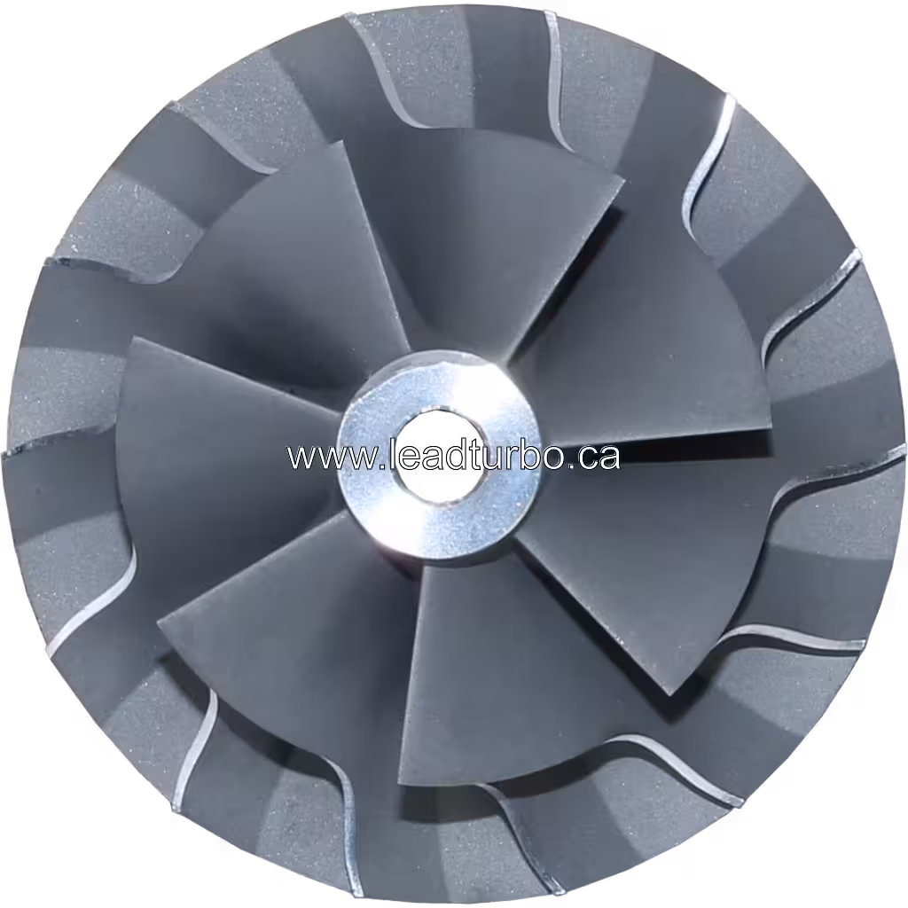 Turbocharger compressor wheel blades and hub detail