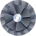 Turbocharger compressor wheel blades and hub detail
