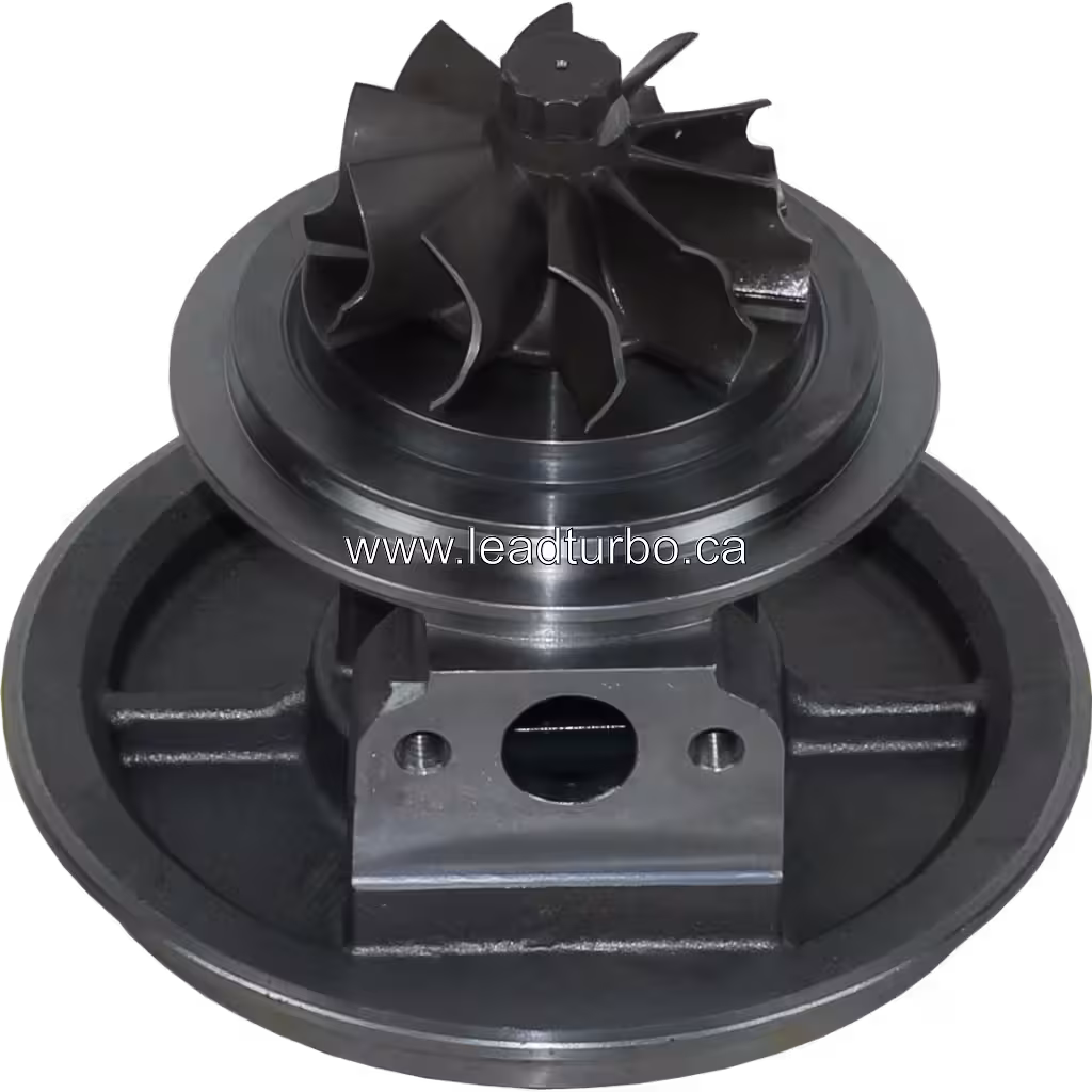 Vue inférieure du core 1W1053 montrant la roue turbine et le carter en fonte
