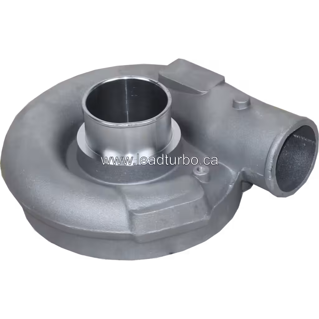 Top view of J96 compressor housing with machined bore and flange