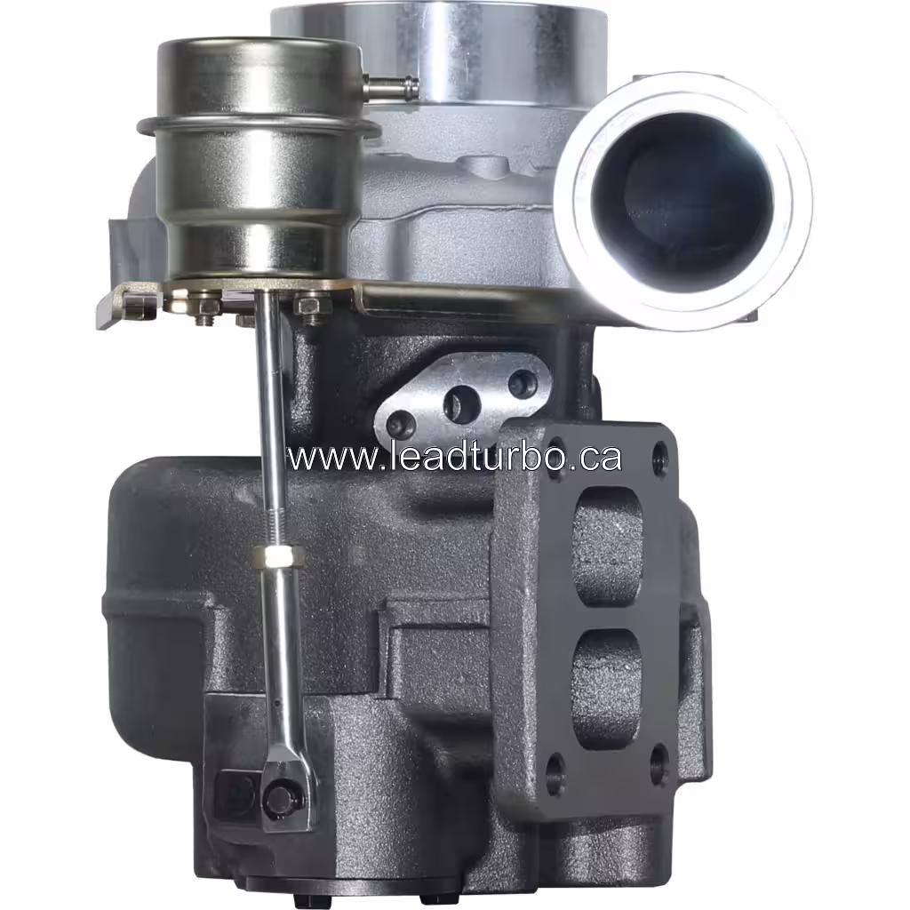 65 09100-7070 HX50W turbocharger front view with actuator and related hardware