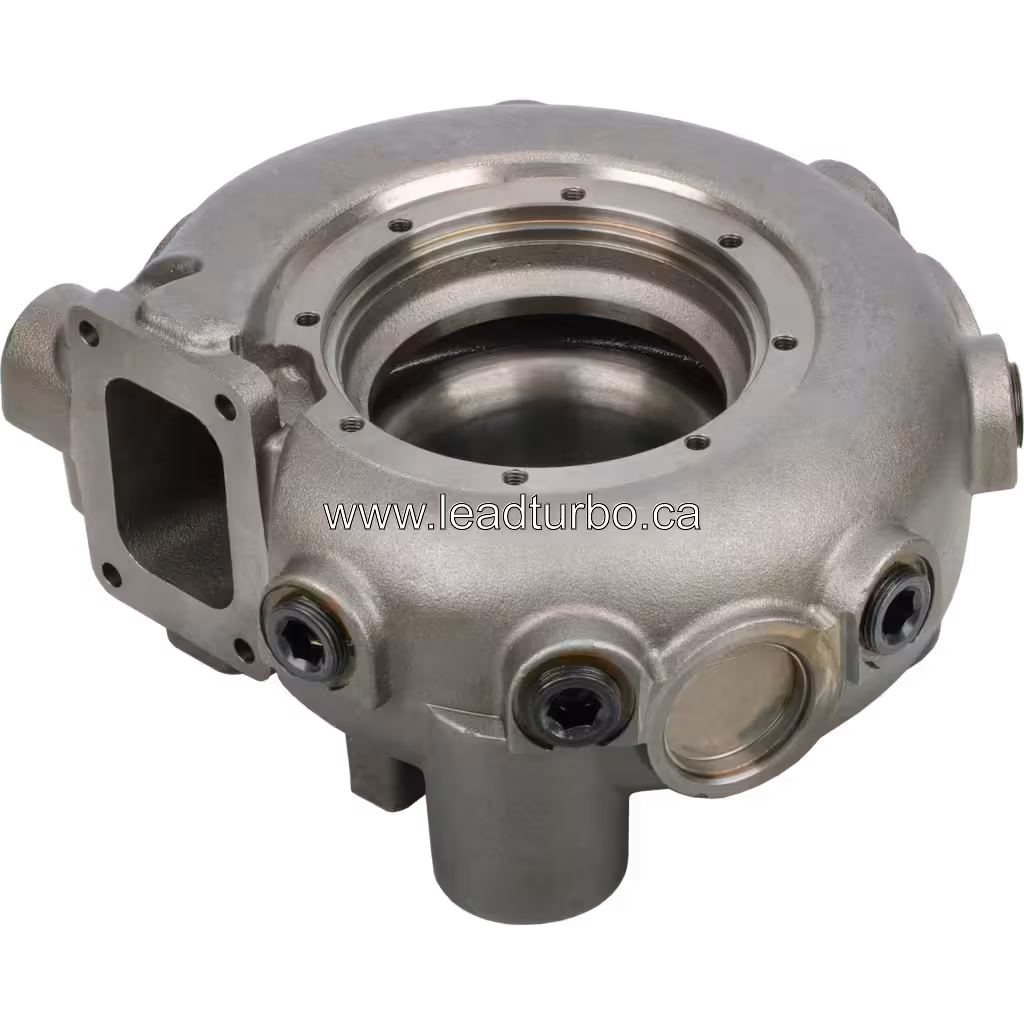 448406-0001 TW9214 Turbine Housing for CAT Earth Moving bottom 45 degree view