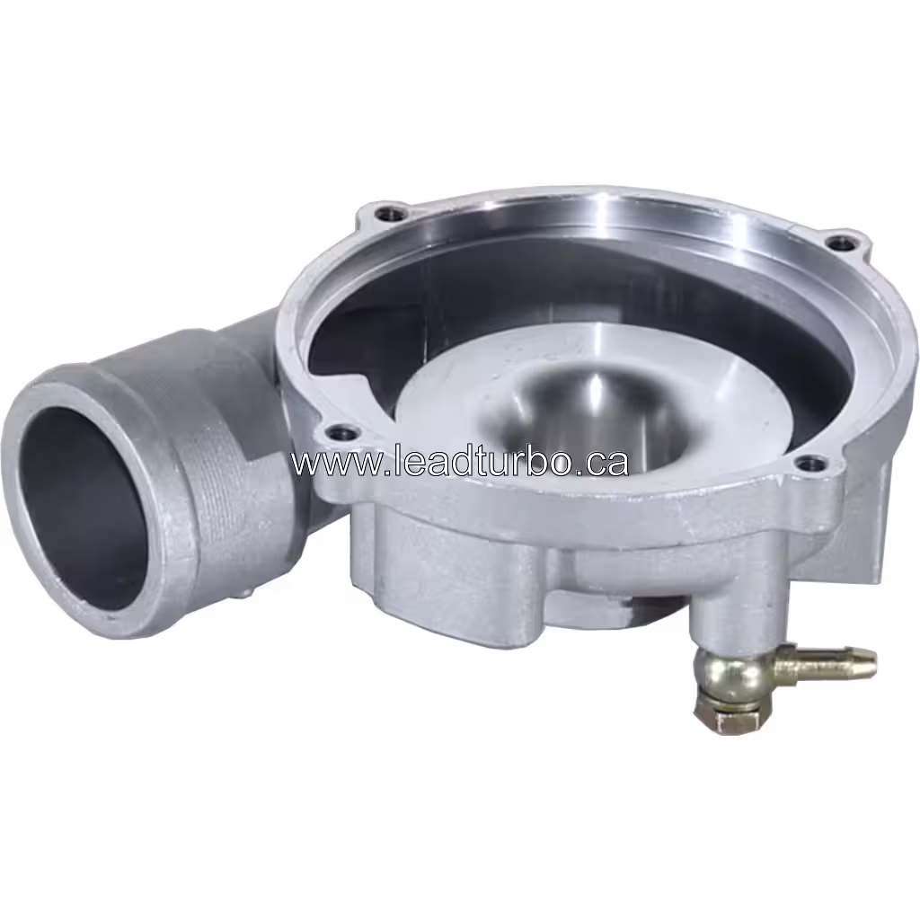 K03-1870EXA compressor housing top view showing mounting flange and threaded holes