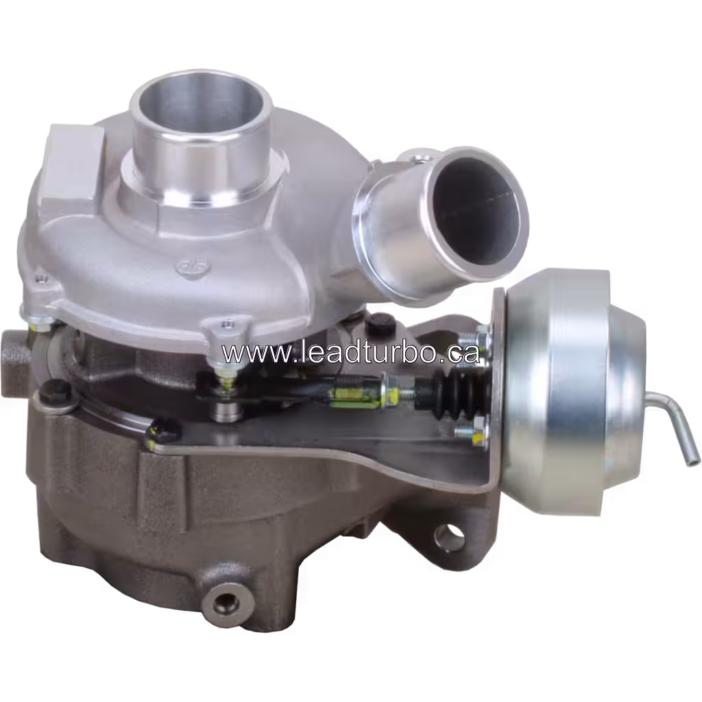 Mitsubishi 4D56T turbocharger top view showing V-band clamp and actuator