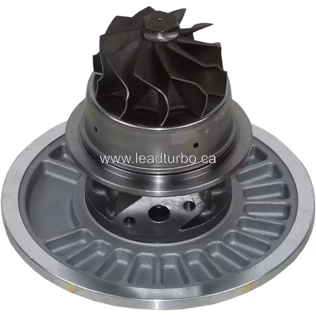 DAF XE250C 280C turbo core bottom view with cast turbine housing and cooling fins