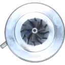 Vue avant du core de turbocompresseur FOR 28200-4A470 avec roue compresseur argentée