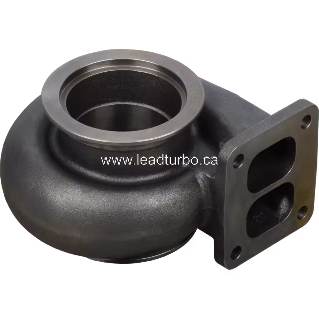 Cast metal turbine housing with machined circular outlet flange
