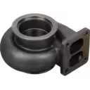 Cast metal turbine housing with machined circular outlet flange