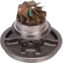 Bottom 45-degree view of FOR 171702 turbo core showing turbine housing flange