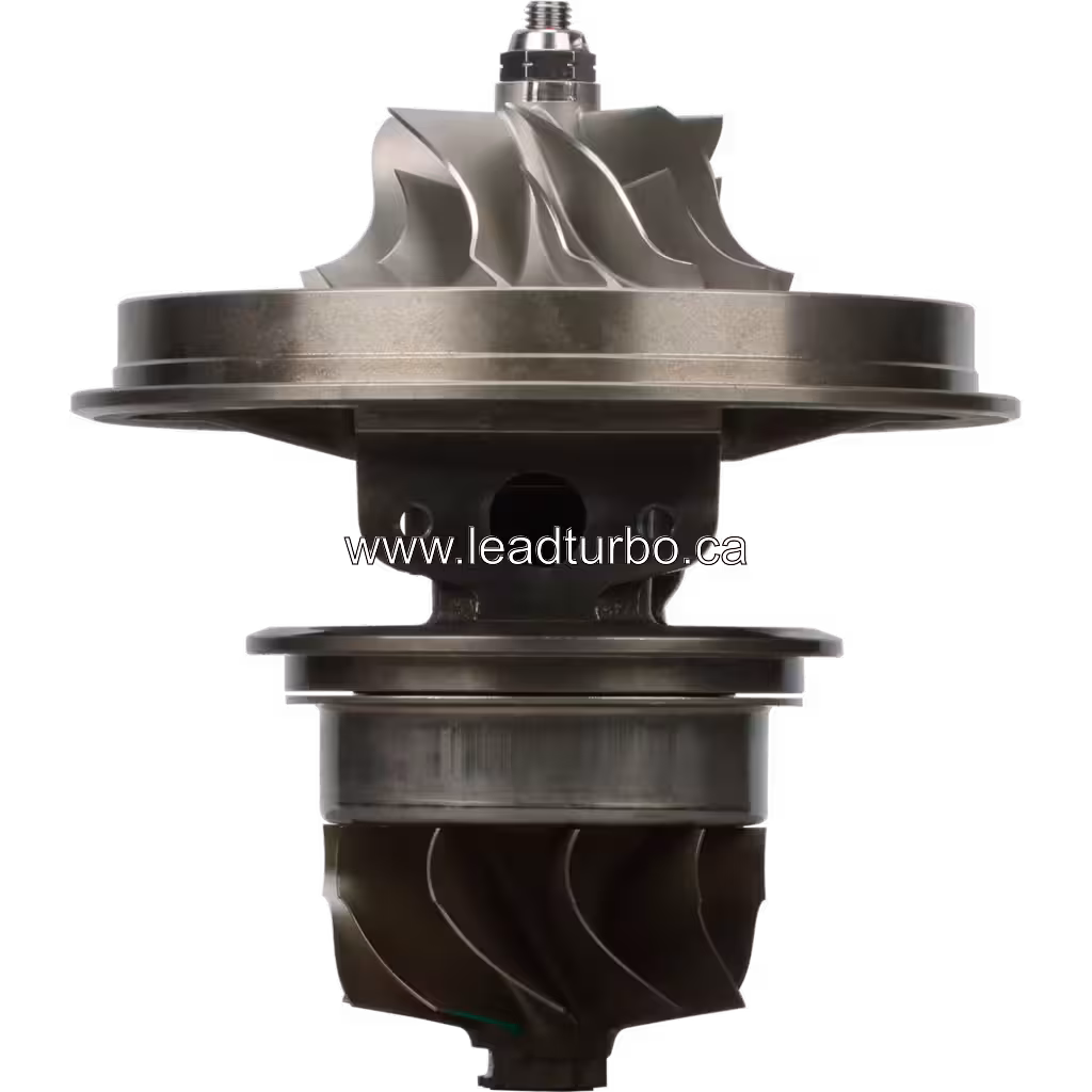FOR 171702 S400S061 turbocharger core front view with compressor and turbine wheels