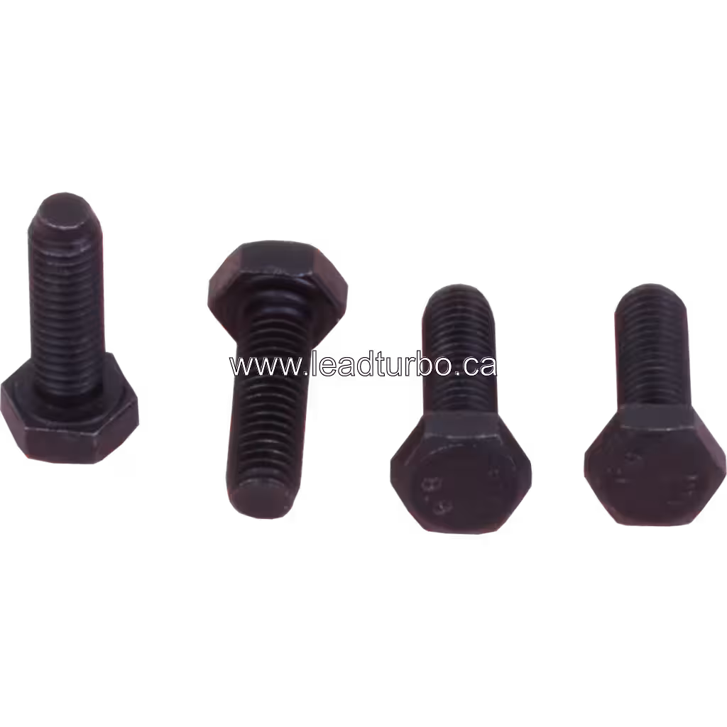 Set of four black hex head bolts for turbocharger hardware