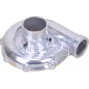 J96 turbo compressor housing 45-degree top view showing tangential outlet pipe