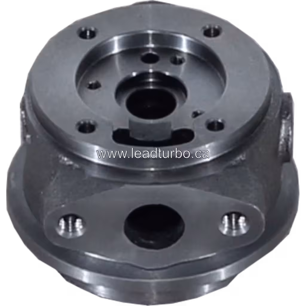 Vue de dessus du bearing housing J96 montrant le port central et les trous de fixation