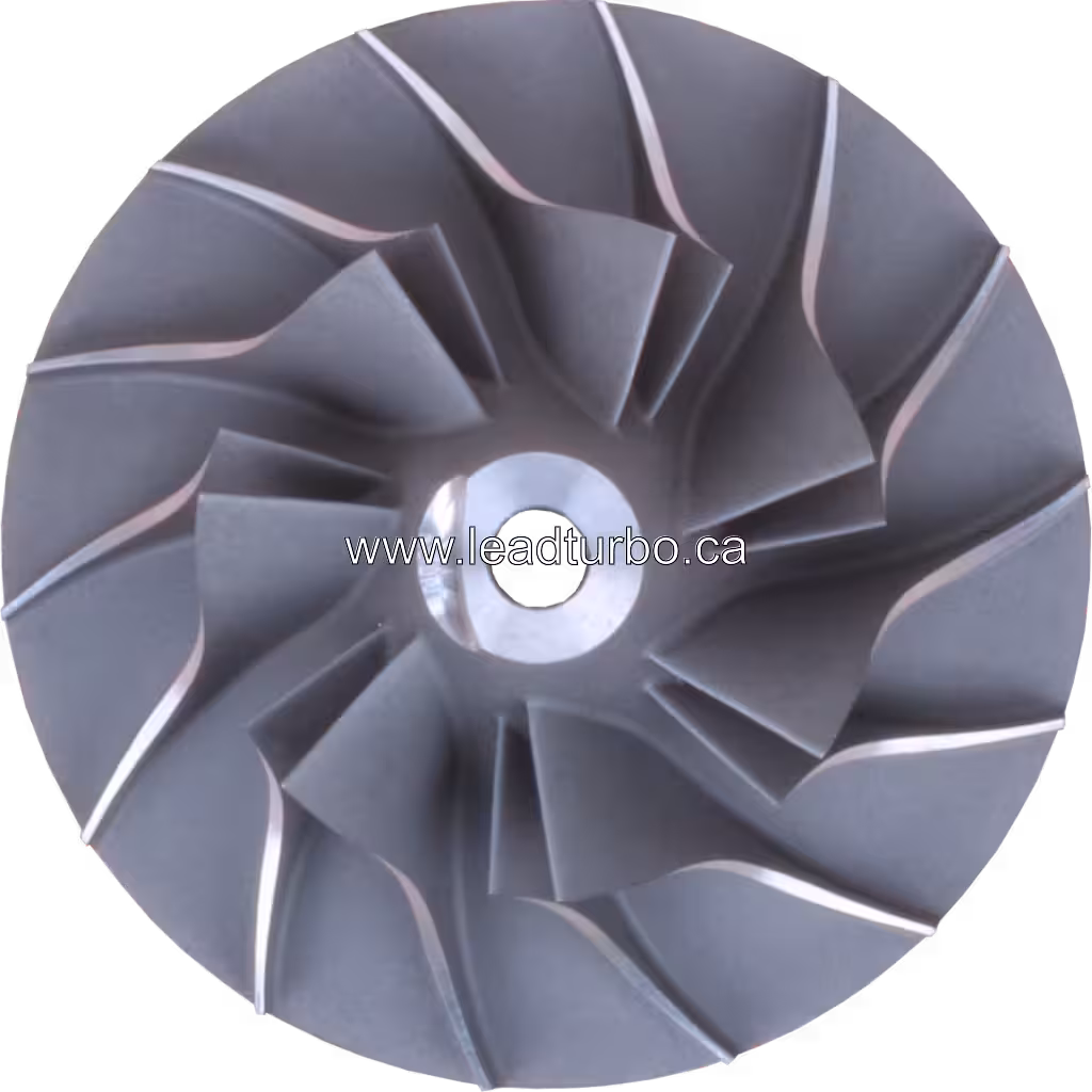 Front view of 53271232089 compressor wheel with curved blades