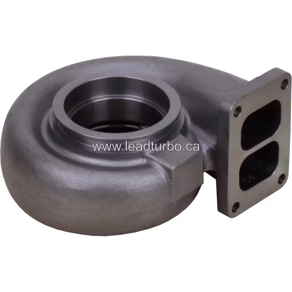 Vue de dessus du turbine housing Scania DC16A avec flange rectangulaire