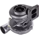 24100-1860B turbocharger bottom view with rectangular exhaust flange and two oval ports