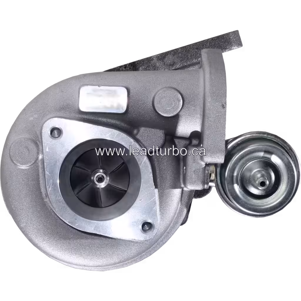 701196-5007 GT1752S turbocharger front view showing silver compressor housing and dark turbine housing